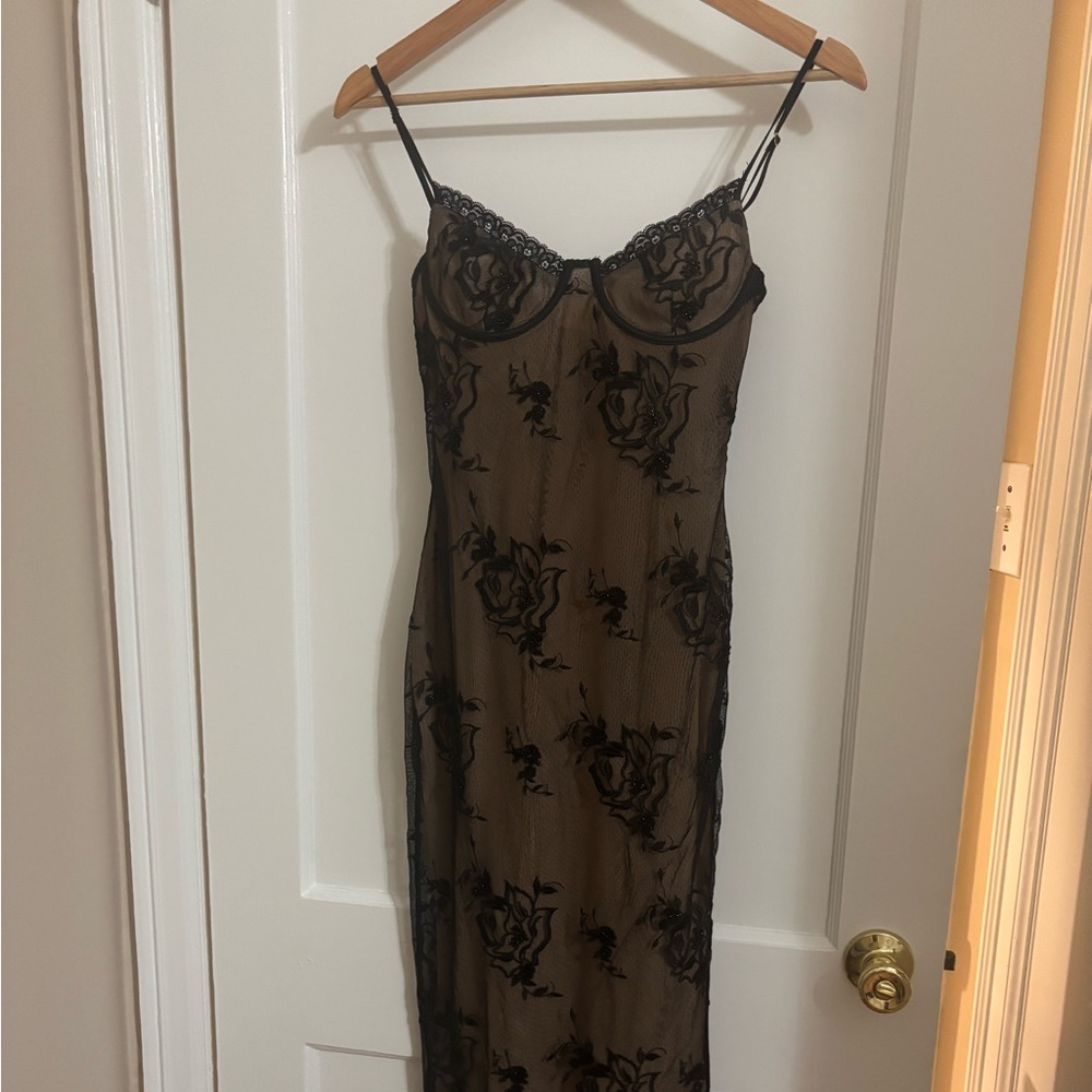 Meshki Black Floral Mesh Dress